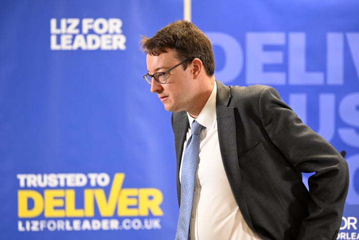 Simon Clarke at a Liz Truss campaign event during the Tory leadership contest.