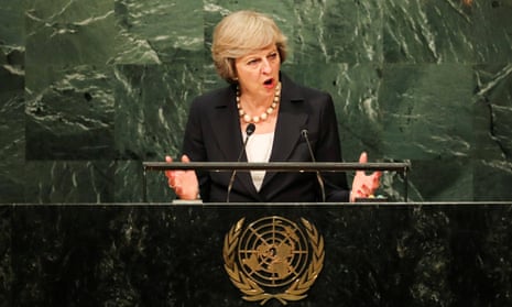 Theresa May speaks to the UN general assembly.