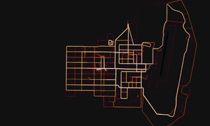 A military base in Helmand Province, Afghanistan with route taken by joggers highlighted.