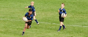 Having previously been taught the basics of catch, pass and run, children between eight through to 10 are introduced to tackling, and then uncontested scrums and lineouts.