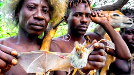 A screengrab from a Fearless & Far YouTube video made by Mike Corey with the Hadza hunter-gatherers of Tanzania