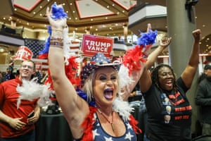 Las Vegas, Nevada People react to election results showing Donald Trump’s lead, during a Republican watch party at the Ahern Hotel