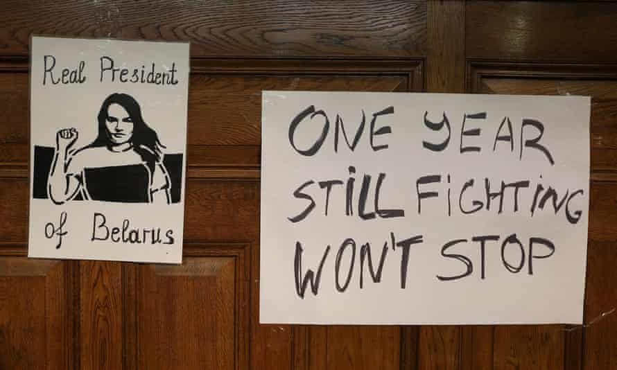 Seeing a poster on the wall of an event where Tsikhanouskaya spoke in London