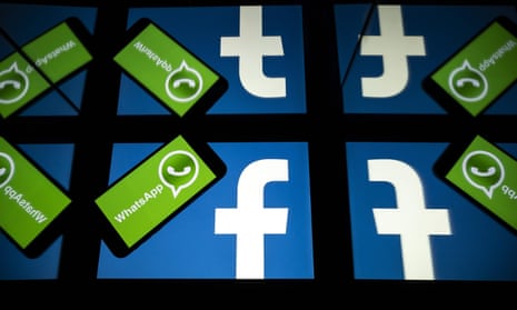 Facebook and WhatsApp logos on a smartphone and a tablet