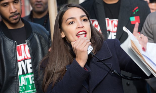 Alexandria Ocasio-Cortez at a rally in New York.
