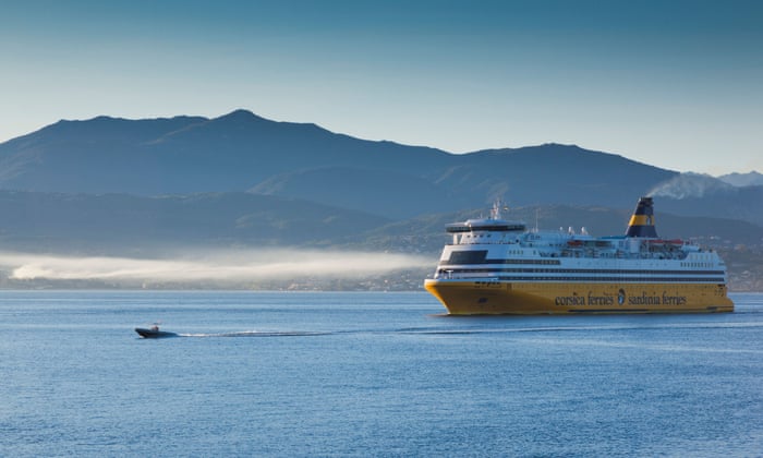 A ferry off the coast of Corsica.