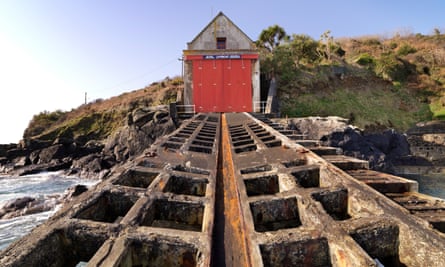 The concrete slipway in front of the Penlee lifeboat station.
