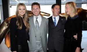 Property developers Nick and Christian Candy with their wives Holly, left, and Emily, at the opening dinner for One Hyde Park.