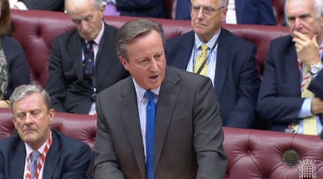 David Cameron delivering his maiden speech in Lords