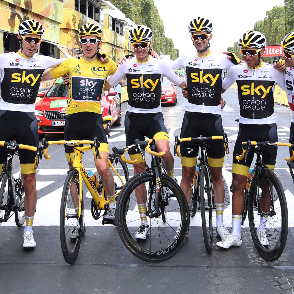 The Team Sky Riders Who Propelled Geraint Thomas To Tour De France Win Sport The Guardian