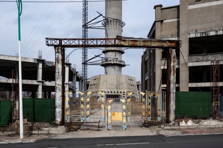 An abandoned construction site for an observation tower in Suifenhe that looks towards Russia.