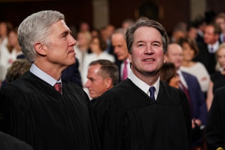 Supreme court Justices Neil Gorsuch and Brett Kavanaugh attend the State of the Union address on 4 February 2020 in Washington DC