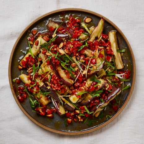 Yotam Ottolenghi’s steamed aubergine with charred chilli salsa