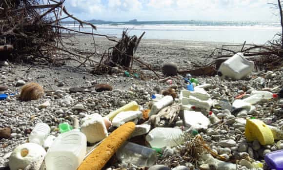 Plastic pollution on the coast at Yeppoon in Queensland