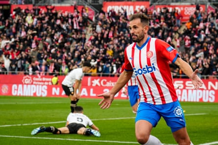 Stuani scoring the first goal against Valencia after springing from the bench to give his side a chance of victory.