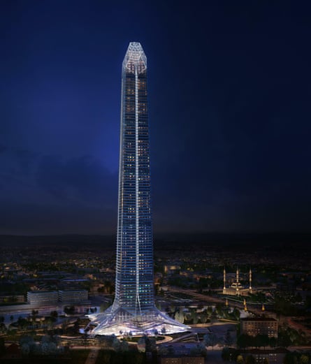 An architect’s render of the 102-storey Akhmat Tower, billed as the tallest building in Europe.