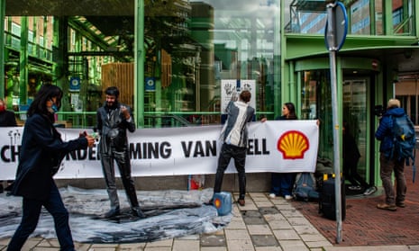 Climate activists protest against Shell in The Hague in October 2020