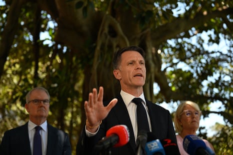 Premier Chris Minns, Police Minister Yasmin Catley and Attorney General Michael Daley in Sydney