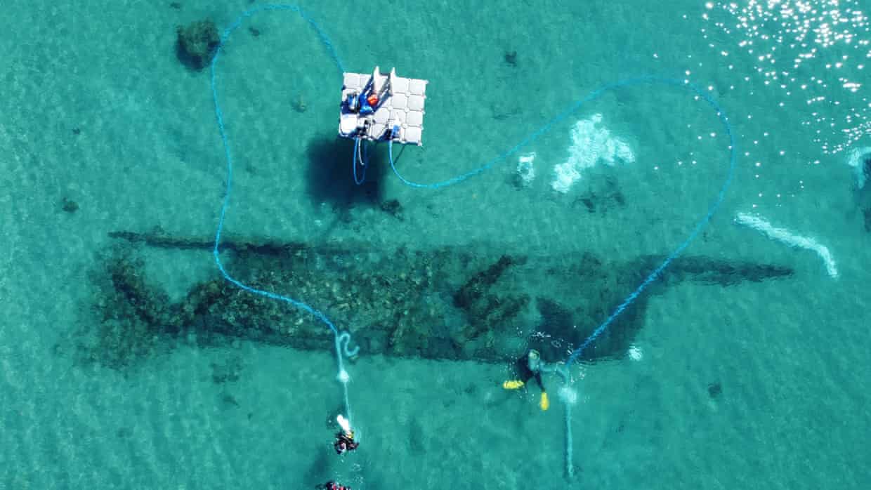 Archaeologists examine the wreck of the Puente Mayorga II, a 17th-century Spanish vessel logged by the Herakles Project. Photograph: Alejandro Mañas