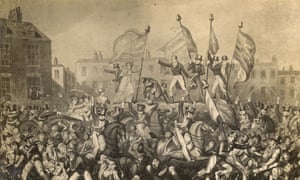 Yeomanry charging into the crowds in the Peterloo Massacre.