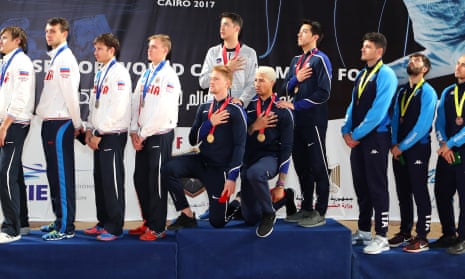 Race Imboden and Miles Chamley-Watson are among the US athletes to have protested during a medal ceremony