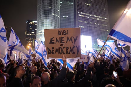 ‘Biggest protests in Israeli history’ … demonstrations in Tel Aviv in 2023.