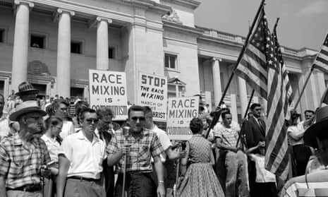 White segregationist demonstrators protesting at the admission of the Little Rock Nine, to Central High School, 1959