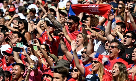 Fans of Chile sing prior to the Rugby World Cup