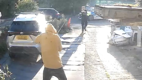Doorbell camera captures police Tasering sword attack suspect in Hainault – video