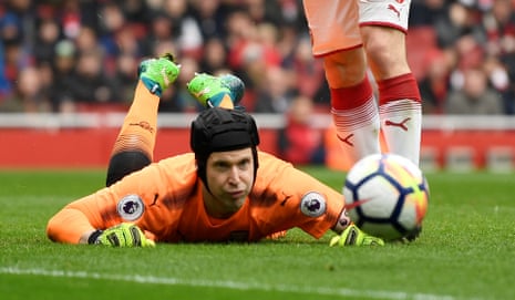 Cech gets down low to save from Long.