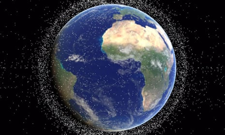 An artist's impression of space debris surrounding Earth.