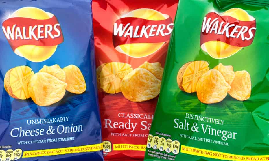 Three packets of Walkers crisps