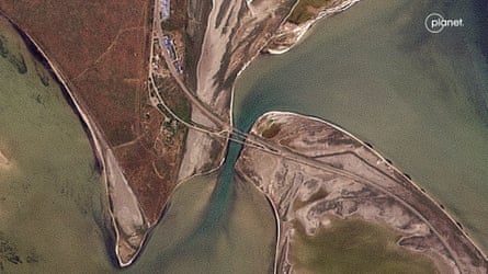 A satellite image of Chonhar bridge showing the damage.
