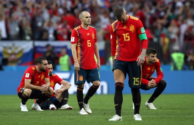 Sergio Ramos, Andrés Iniesta and their Spain team-mates reflect on defeat to Russia.