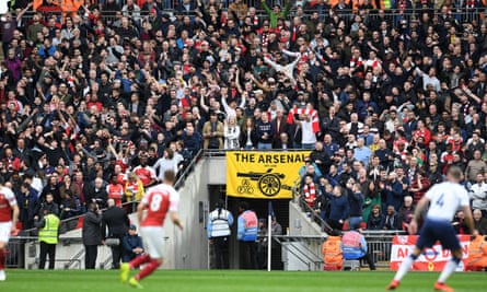 Arsenal supporters find their voice during their team’s 1-1 draw with Tottenham at Wembley on 2 March. But will they be singing or sulking on 1 June?