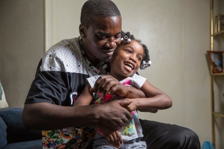 Jaron McNealy with his daughter, six. He has begun reconnecting with his children since leaving prison.