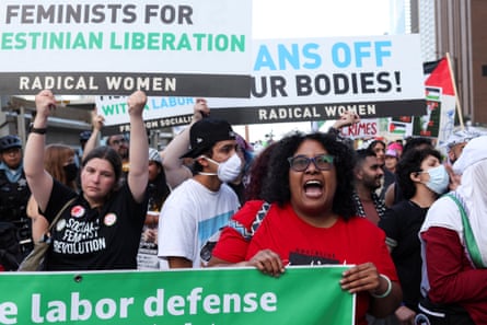 People take part in a protest organised by pro-abortion rights protesters.