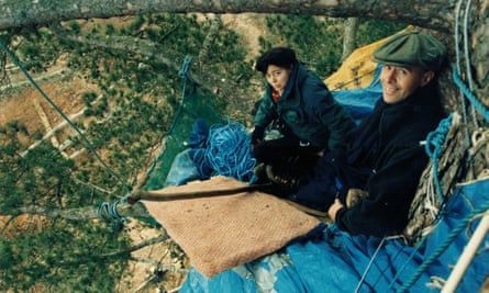 John Vidal with Newbury bypass protesters in 1996.