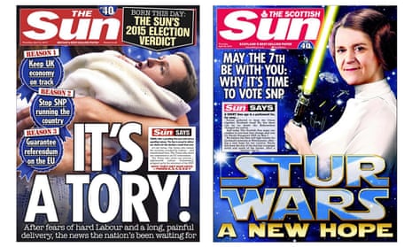 The front pages of The Sun and The Scottish Sun, as the papers announced which parties they were supporting in next week’s General Election