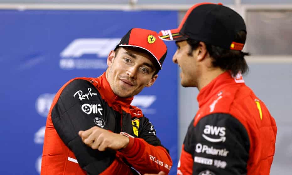 Charles Leclerc and Ferrari teammate Carlos Sainz were in buoyant mood after finishing first and third in qualifying for the Bahrain Grand Prix.