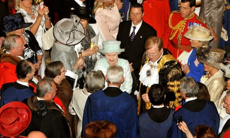 Queen Elizabeth II attends a reception at Mansion House in the City of London to mark her diamond jubilee in June 2012.