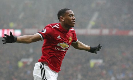 Manchester United’s Anthony Martial after scoring against Tottenham