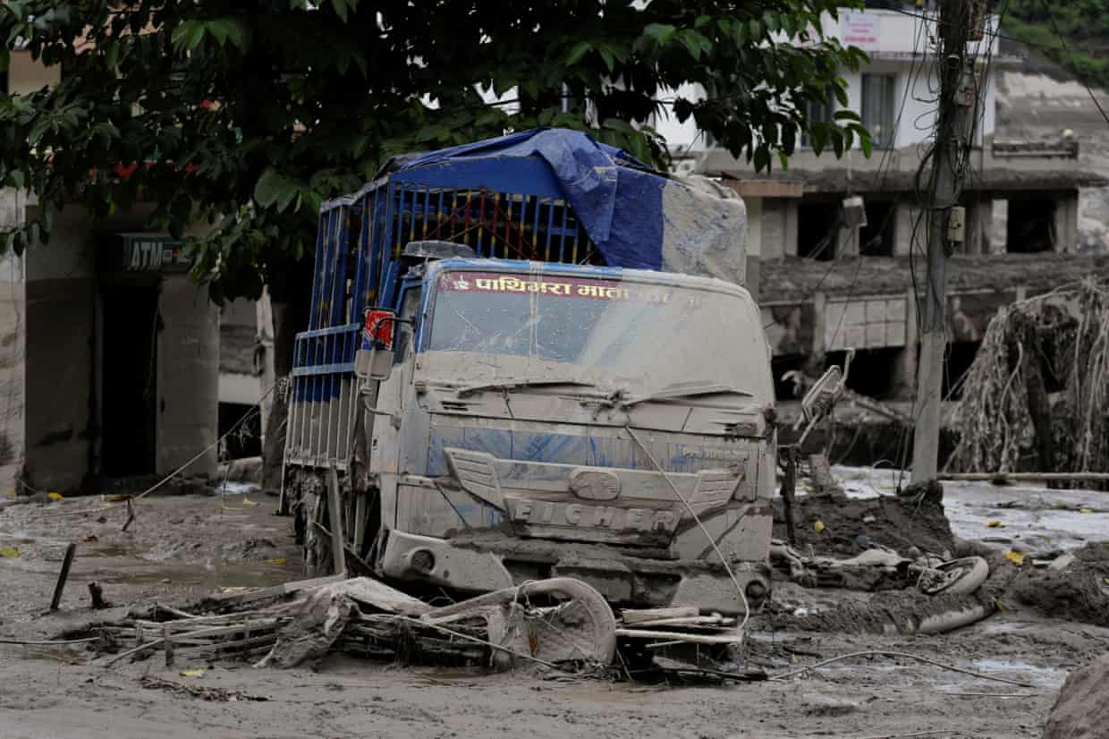 A vehicle covered in mud