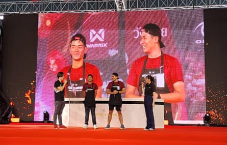 Chakkrit Chuma, third from left, wins Thailand’s first ever national pad kaphrao competition on Sunday.