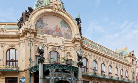 Municipal House, showing the art nouveau work of Alphonse Mucha, Prague, Czech Republic