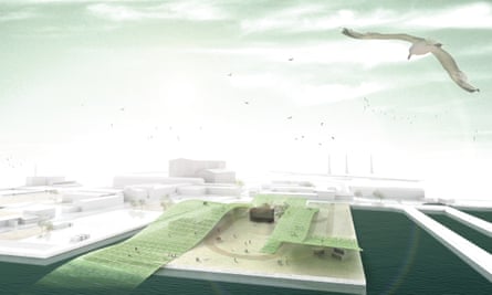 A rendering of the proposed Algaescape project, which encompasses an algae-growing garden.