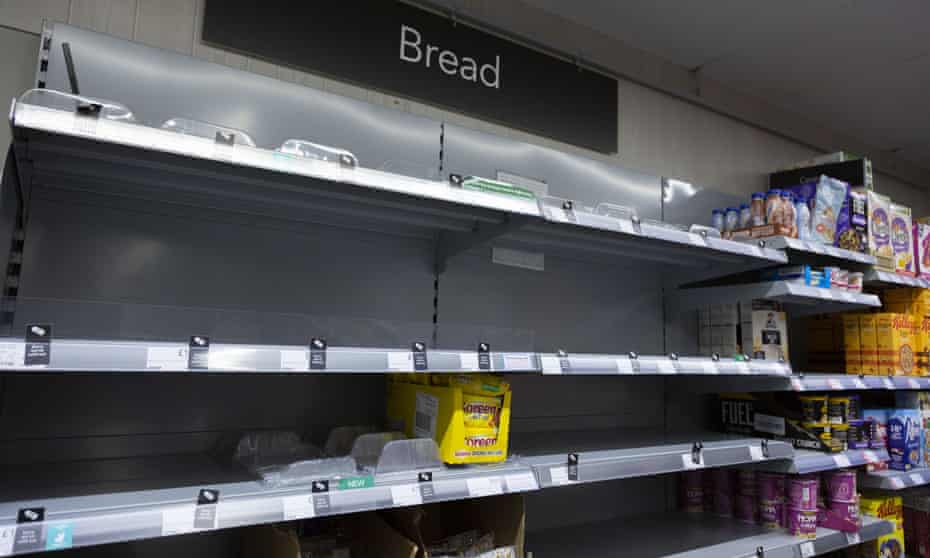 Empty supermarket shelves in London