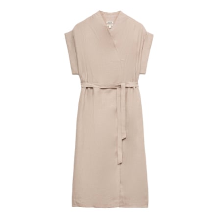 Jaeger pure linen v-neck midi wrap dress