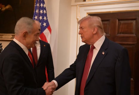 Donald Trump welcomes Benjamin Netanyahu at the White House on 11 February 2026.