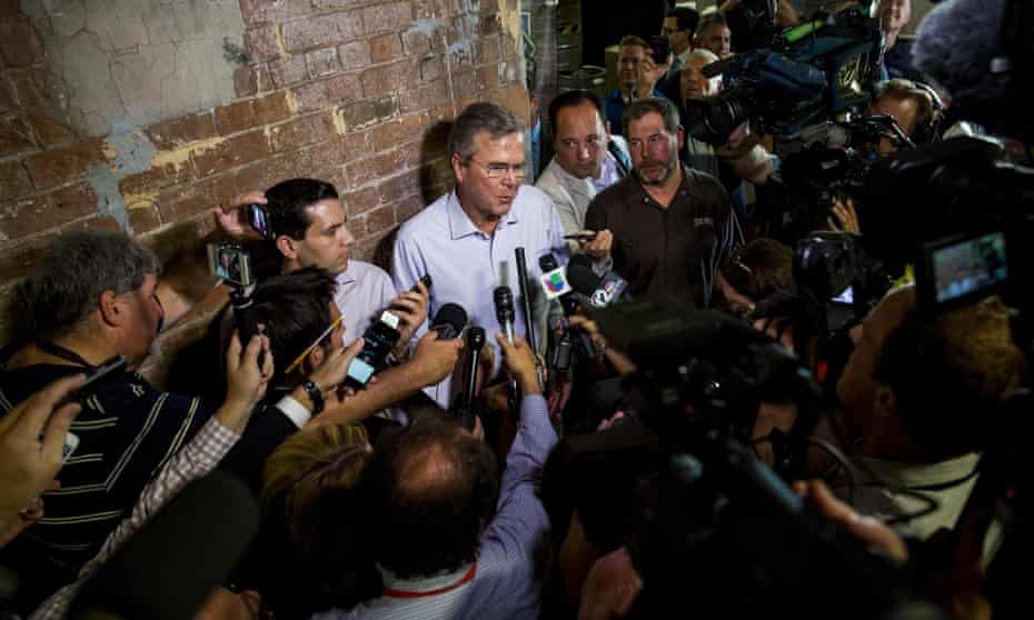 Jeb Bush speaks to the media at a town hall meeting in Tempe, Arizona.